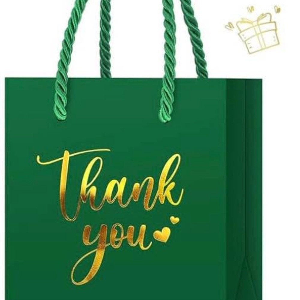 25 Green and Gold Thank You Gift Bags